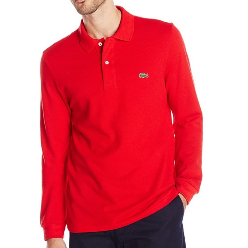 Lacoste - Red Collared Long Sleeve Polo Shirt - Size S - Picture 2 of 7